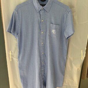 Ralph Lauren Women’s Sleep His Shirt Sleep-shirt Medium Monogram Pocket RLL